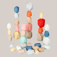 Wooden Sorting Stacking Rocks Sensory Learning Toys for Kids 11pcs Beech