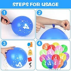 Ainiv 4th Birthday Balloons 18PCS, 12inch Numbers Printed 18pcs-4nd Birthday