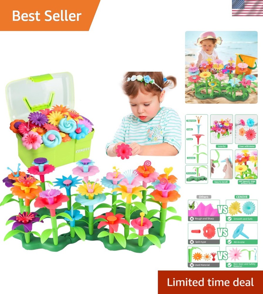 Multicolor Flower Garden Building Toy Set – 130 Pieces for Engaging Learning Fun