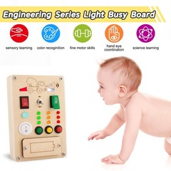 Falecha Busy Board Montessori Toys for 1 Year Old Led Button Push Toys Light
