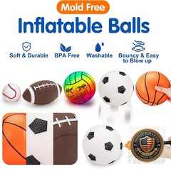 5 Pack Sports Balls Toddlers 1-3 Years Outdoor Toys Football Soccer Basketball