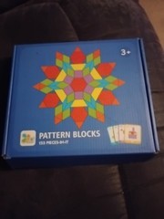 Wooden Pattern Blocks Set 155 PCS Montessori Tangram Geometric Shape Puzzle USA