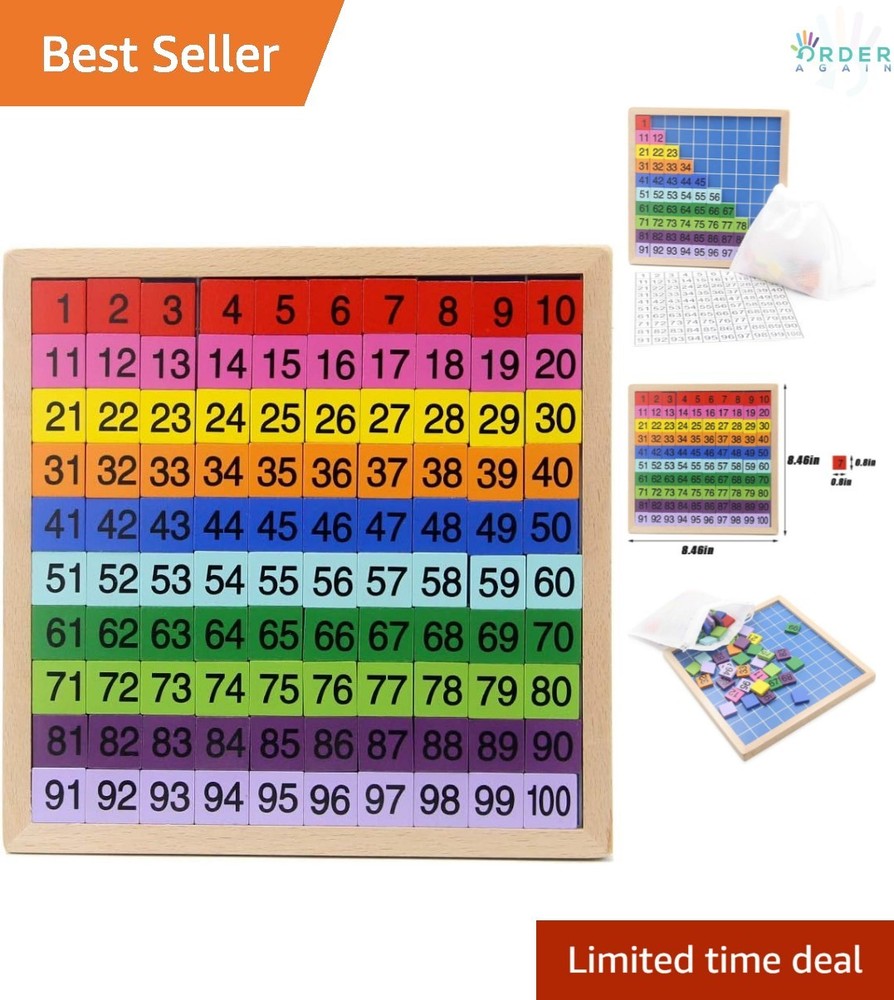 Wooden Math Learning Board Montessori 1-100 Digital Counting Educational Toy