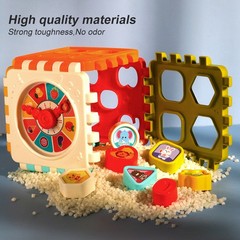 Baby Blocks 16 Shape Color Recognition Toys With Colorful Sorter Cube Box