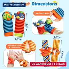 Baby Toys 0-6 6-12 Months, Baby Wrist Rattle Socks and Foot Finder Set, Baby Dev