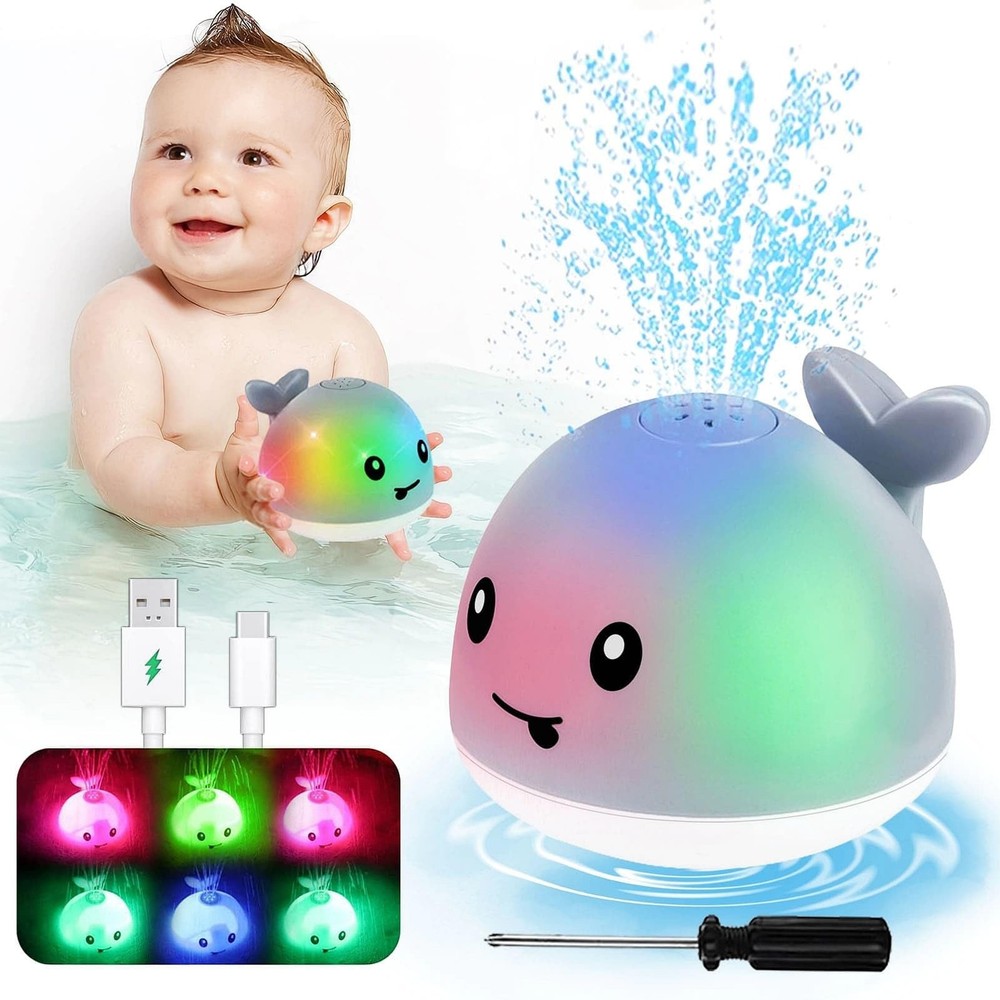 Toddla Whale Bath Toy Sprinkler – Water Pool Toys for Toddlers Small, Grey