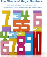 20Pcs Wooden Number Building Blocks,Montessori Number Block Math Learning Toy…