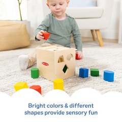 Melissa & Doug Shape Sorting Cube Classic Wooden Toy With 12 Shapes
