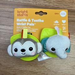 Bright Starts 2pk Wrist Rattles/Teethers Wearable Toy Monkey Elephant Infant NEW