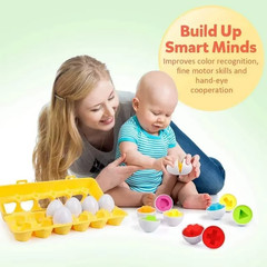 12PCS Matching Eggs Toy Color & Shape Sorting Puzzle Montessori Educational Lear