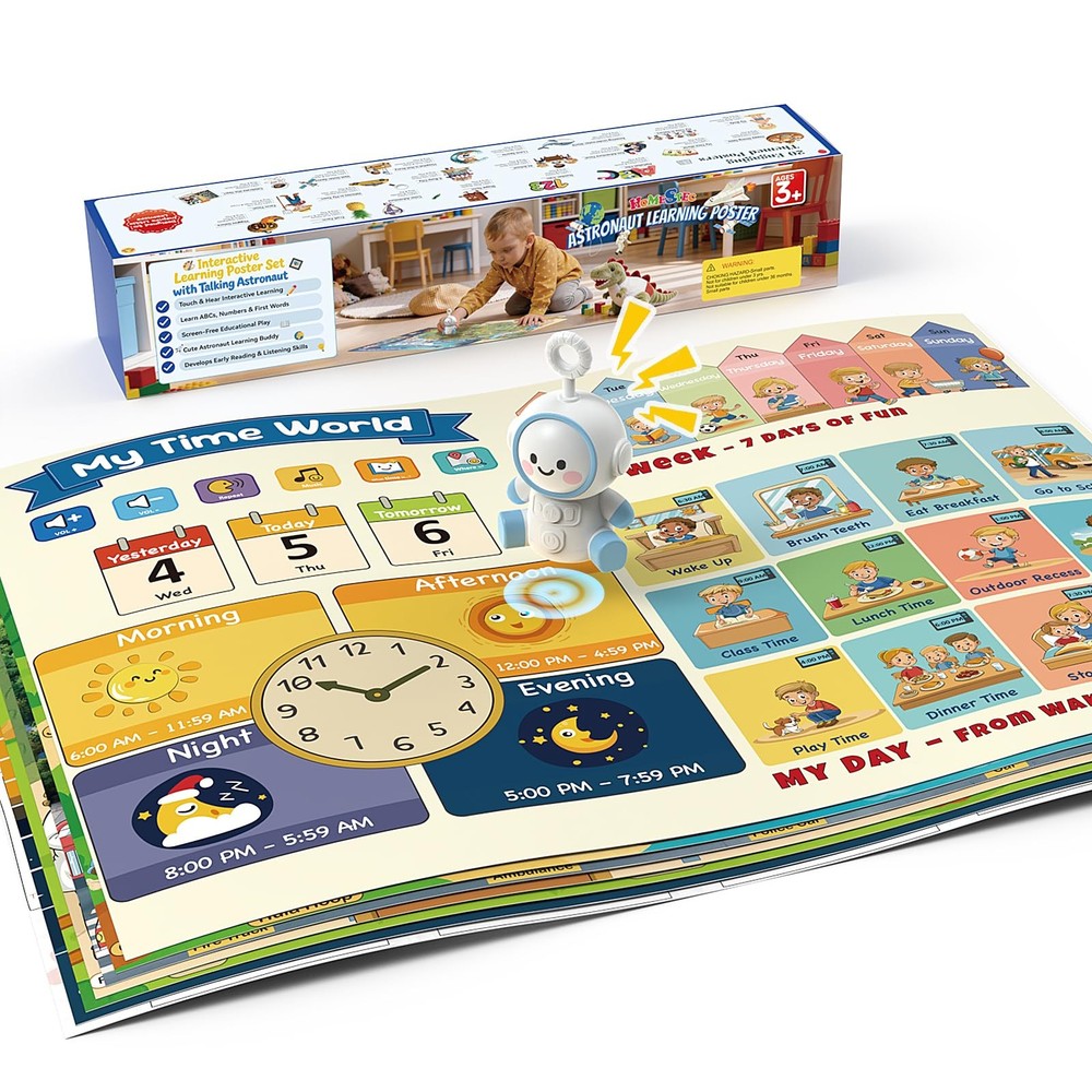 Interactive Learning Posters with Talking Astronaut Pen Tap to Learn ABCs Num…