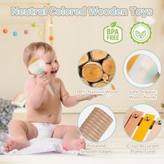 Baby Musical Instruments Set Wooden Toddler Percussion Montessori Toys 1-3 Years