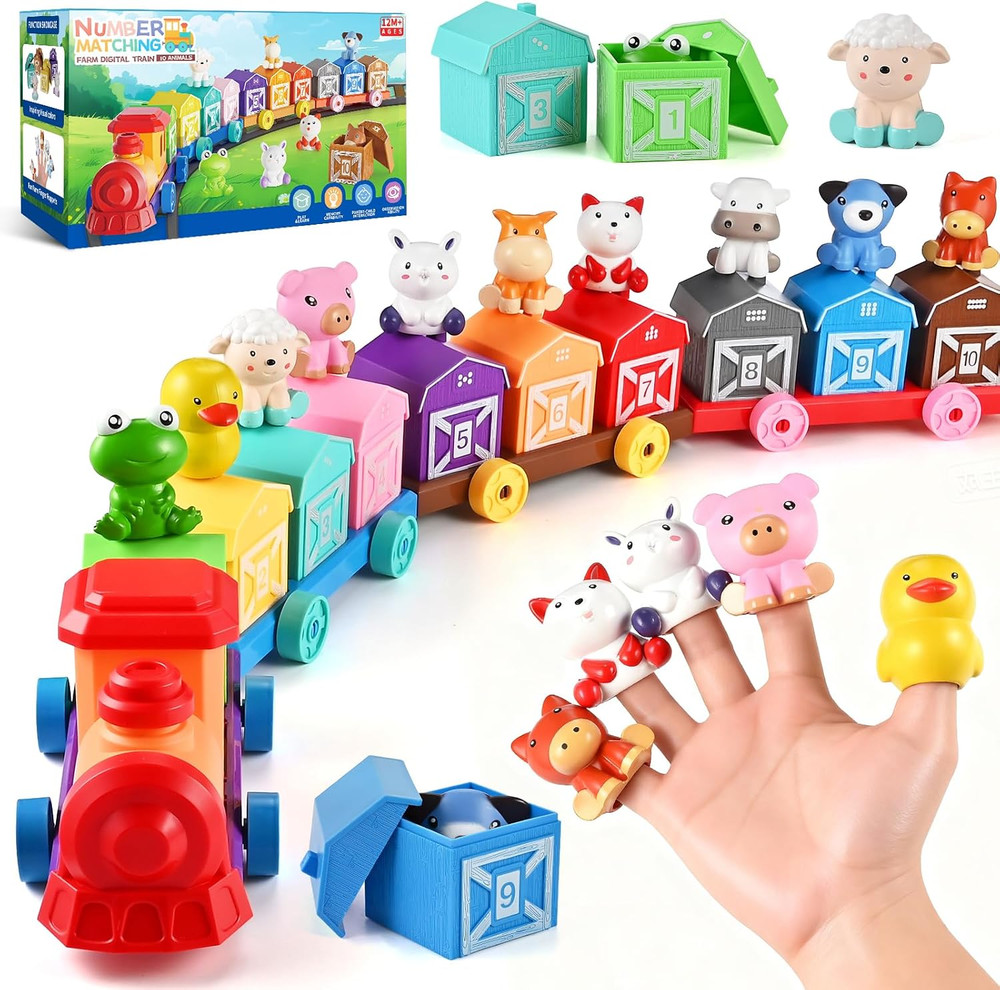 Toddler Toys Farm Animal Train for 1-3 Years Old, Counting Matching