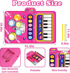 Toys for 1 Year Old Girl Gifts: Baby Piano Mat Toddler Toys Age 1-2 – 2 in 1 Pia