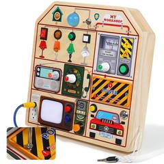 Montessori Wooden Busy Board for Toddlers 3 4 5 Years Old, Wooden Sensory Tod…