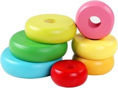“Stacking Rings Toy Wooden Rainbow Stacker Toddler Learning Toys for 18 Months..