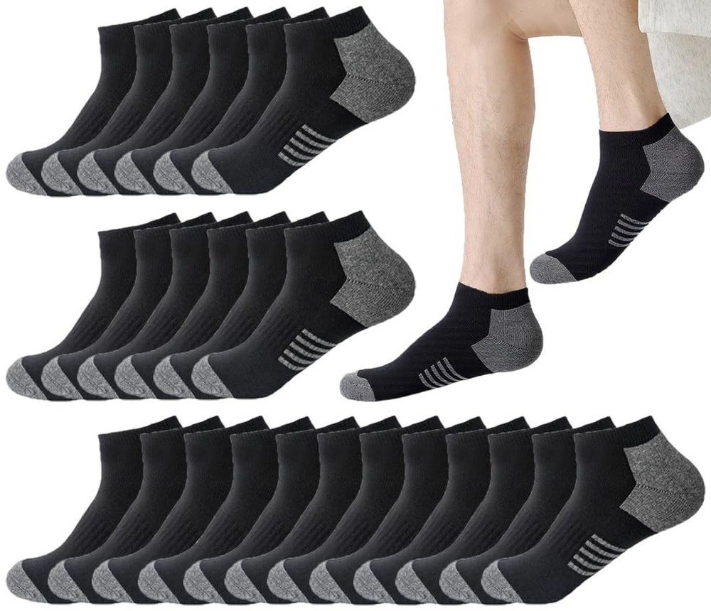 12-30 Pairs Low Cut Ankle Socks for Men Thin Breathable Casual No Show Athlet…