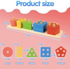 Wooden Sorting&Stacking Toys for Toodlers Wood City Educational Shape Color