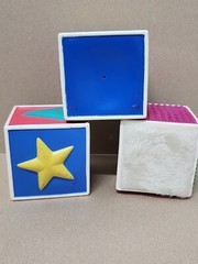 Kaplan Learning Soft Blocks Set of 3 Textures Baby Toy Square Shapes Multicolor