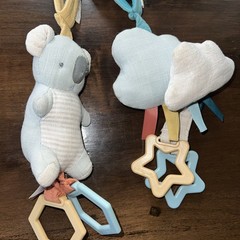 2 ITZY RITZY Rattle Soft Crinkle Car seat Stroller Activity Toys Koala & Clouds