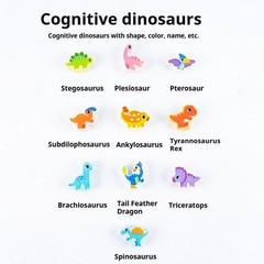 10 Pcs Wooden Puzzles for Kids Ages 1-3, Colored Dinosaur and Egg Pairing Toys`