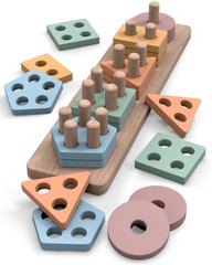 Montessori Toys for 1+ Year Old – Wooden Shape Sorter & Stacking Puzzle – Tod…