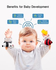 High Contrast Baby Toys Infant Rattle Socks and Wristband Set, Ideal Baby Senser