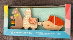 Manhattan Toy Musical Forest Trio Toddler Baby Activity Toy 3 Piece Wood Animal