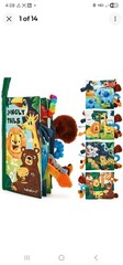 hahaland Baby Book 0-6 Months Infant Cloth Scensory Book Jungle Animal Tails