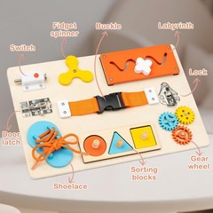 9-in-1 Montessori Busy Board for Toddlers – Educational Travel Toy for Ages 3-5