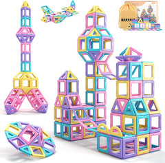 Magnetic Tiles Building Blocks Set, STEM Montessori Toys for Girls Age 3-7