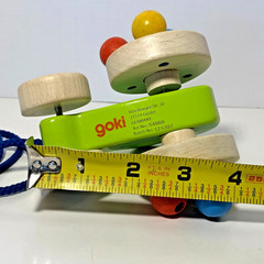Goki Germany Wood Pull Toy Clacking Bead Wheels Soft Noise Waldorf Non-toxic Toy