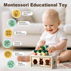 Joyreal 8-in-1 Montessori Tissue Box Toy for Baby 12 Months – Neutral Color Wood