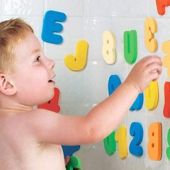 Baby Bath Toy Set, 36 Foam ABC 123 Letters & Numbers, Stick to Tub Wall