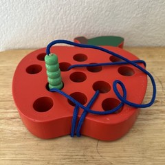 Wooden Lacing Apple, Montessori Threading Toys Wood Lace Block Puzzle Shape