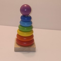 Wooden Stacking Ring Toy Educational Rainbow Stacking Rings Baby Toddler