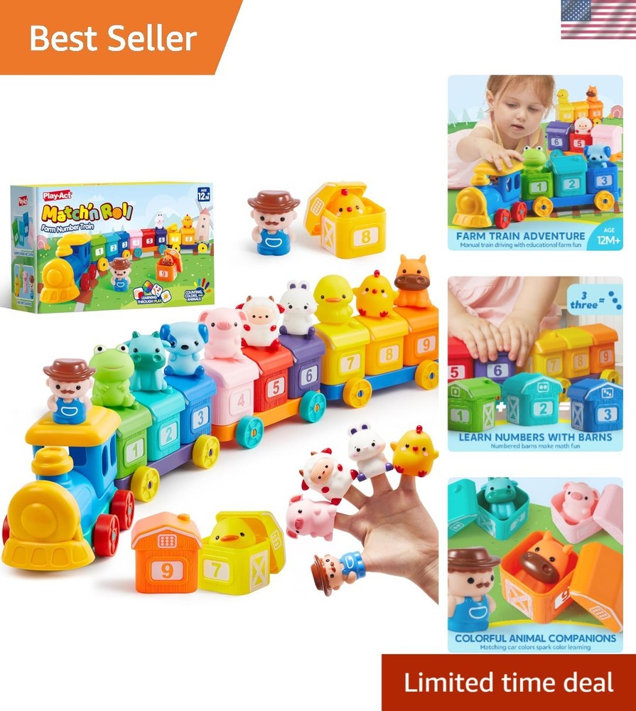 Toddler Farm Train Learning Set – 9 Animals, Counting & Sorting Adventures