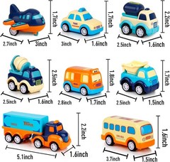 Colorful Cars Toy Set – 9 Vehicles with a Transport Truck for Toddlers Ages 2-5
