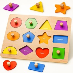 Wooden Shape Peg Puzzles for Toddlers 1 2 3 Old Boys Girls Gifts: Shape Sort…