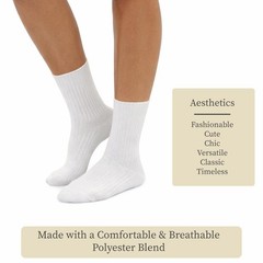 Winterlace Womens Cute Crew Socks 6 Pairs Aesthetic Casual Neutral Tone Size …