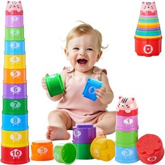 Baby Stacking Cups, Nesting Stacking Toys for Toddlers 1-3 Montessori Toys fo…
