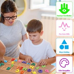 Alphabet Puzzle, Wooden Puzzles for Toddlers 3 4 5 Year Old, ABC Letter Puzzl…