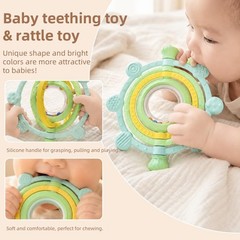 Rotatable Silicone Teether Toy for Babies Over 3 Months -BPA Free, Food Green