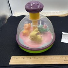 Vintage Push And Spin Toddler Toy Carousel Bear Dog Rabbit Spinner