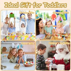 Busy Board Toys for Ages 2-4 Toddler Boy Toys 2-3, Wooden Travel Toys with Light