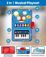Foldable Musical Play Mat for Toddlers – Piano & Drum for Ages 1-2, Safe & Fun