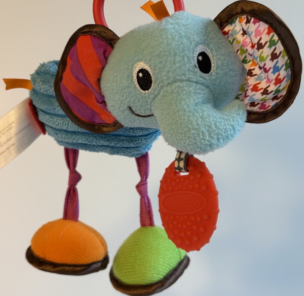 Infantino Pull & Play Jittery Pal Elephant Baby Teething Developmental Toy EUC