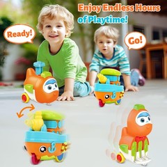Toddler Toys for 1 Year Old Boy, Press to Go Car Toys for Toddlers 1-3, Learning