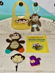 Baby Boy Girl All Monkeys Lovey Rattle Plush Hanger Bib Book Toy Monkey Lot