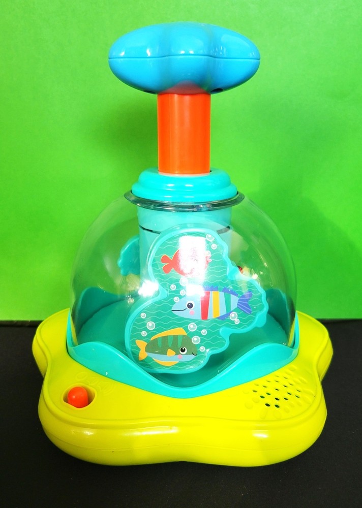 Bright Starts Press & Glow Spinner Baby Toy Lights Sound Music Blue Ocean Fish